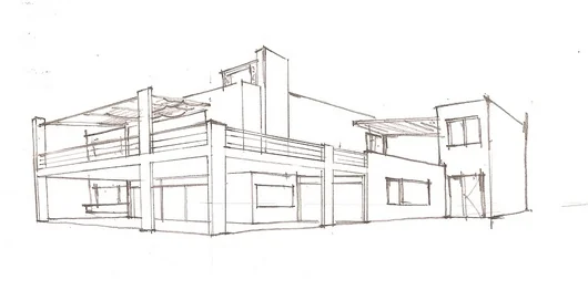 Croquis lineal de una vivienda